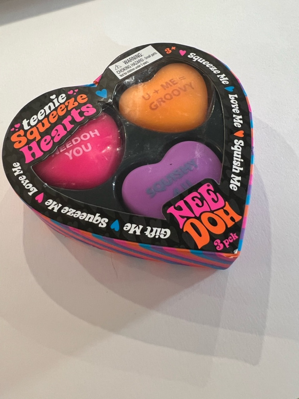 Teenie Squeeze Hearts 3-Pack - Pink, Orange, Purple